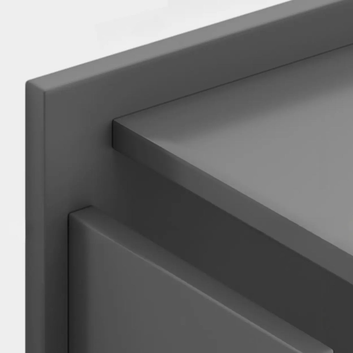 Gray Standard Wood Computer Desk with Cabinet and Shelf Image - 12