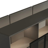Gray Standard Wood Computer Desk with Cabinet and Shelf Image - 14