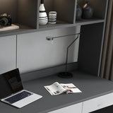 Gray Standard Wood Computer Desk with Cabinet and Shelf Image - 15