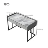 Gray Stone Top Metal Sled Writing Desk with Drawers Image - 10