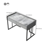 Gray Stone Top Metal Sled Writing Desk with Drawers Image - 11