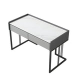 Gray Stone Top Metal Sled Writing Desk with Drawers Image - 2