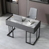 Gray Stone Top Metal Sled Writing Desk with Drawers Image - 4
