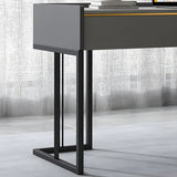 Gray Stone Top Metal Sled Writing Desk with Drawers Image - 7