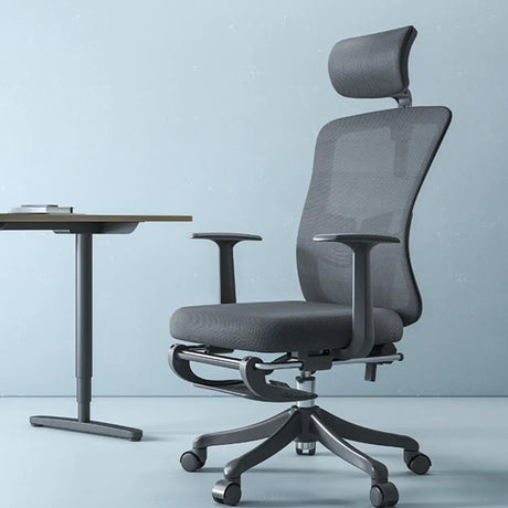 Gray Swivel Ergonomic Mesh Adjustable Office Chair Image - 1