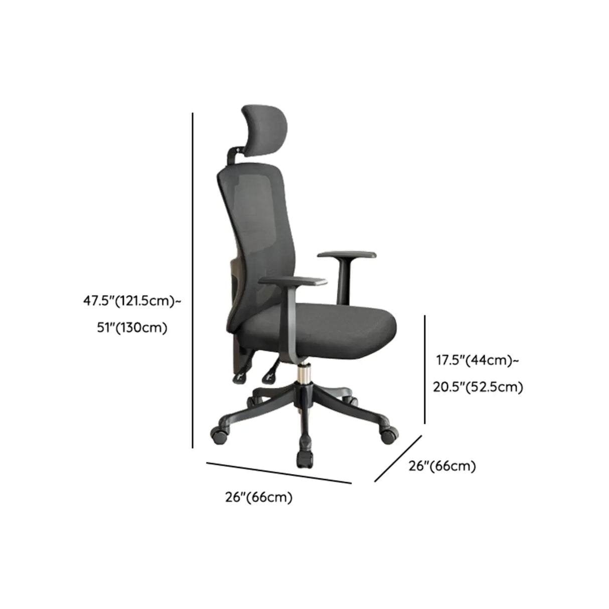 Gray Swivel Ergonomic Mesh Adjustable Office Chair Image - 16