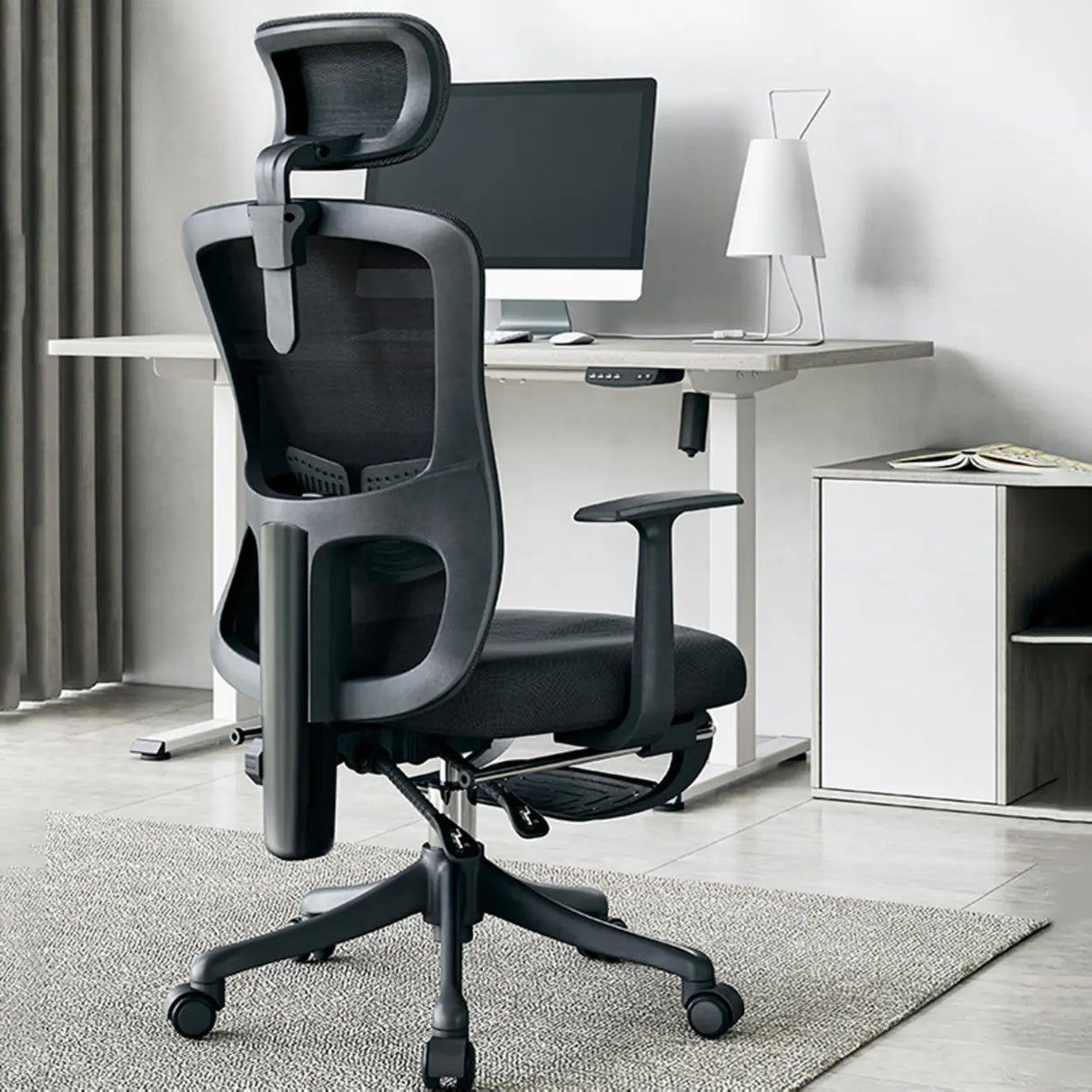 Gray Swivel Ergonomic Mesh Adjustable Office Chair Image - 6