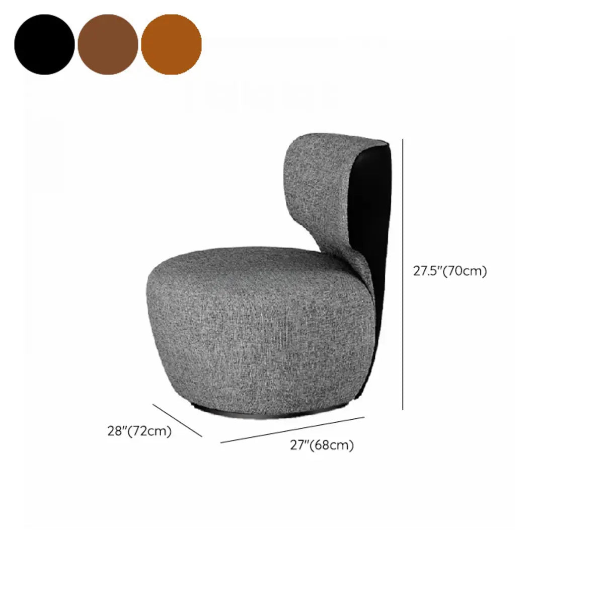 Gray Swivel Scratch Resistant Cotton Linen Side Chair 