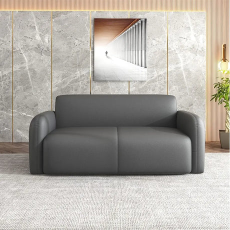 Gray Tear Resistant Anti Cat Scratch Leather Sofa Image - 1