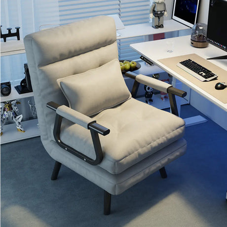 Gray Tech Cloth Reclining Tufted Convertible Chair Image - 1