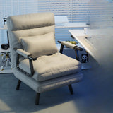 Gray Tech Cloth Reclining Tufted Convertible Chair Image - 4