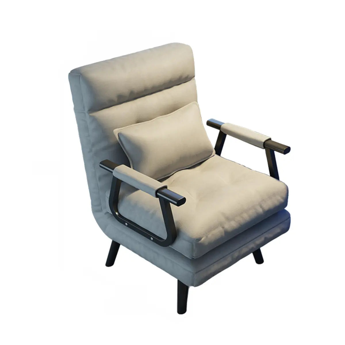 Gray Tech Cloth Reclining Tufted Convertible Chair Image - 5