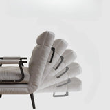 Gray Tech Cloth Reclining Tufted Convertible Chair Image - 7