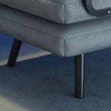 Gray Tech Cloth Reclining Tufted Convertible Chair Image - 9