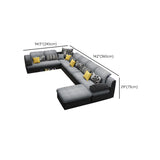 Gray U-Shape Flannel Large Modular Corner Sectional #size