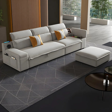 Gray Velvet Sloped Arms Wood Frame Storage Sleeper Sofa Image - 1