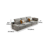 Gray Velvet Sloped Arms Wood Frame Storage Sleeper Sofa Image - 13