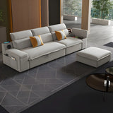 Gray Velvet Sloped Arms Wood Frame Storage Sleeper Sofa Image - 1