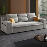 Gray Velvet Sloped Arms Wood Frame Storage Sleeper Sofa Image - 3