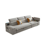 Gray Velvet Sloped Arms Wood Frame Storage Sleeper Sofa Image - 5
