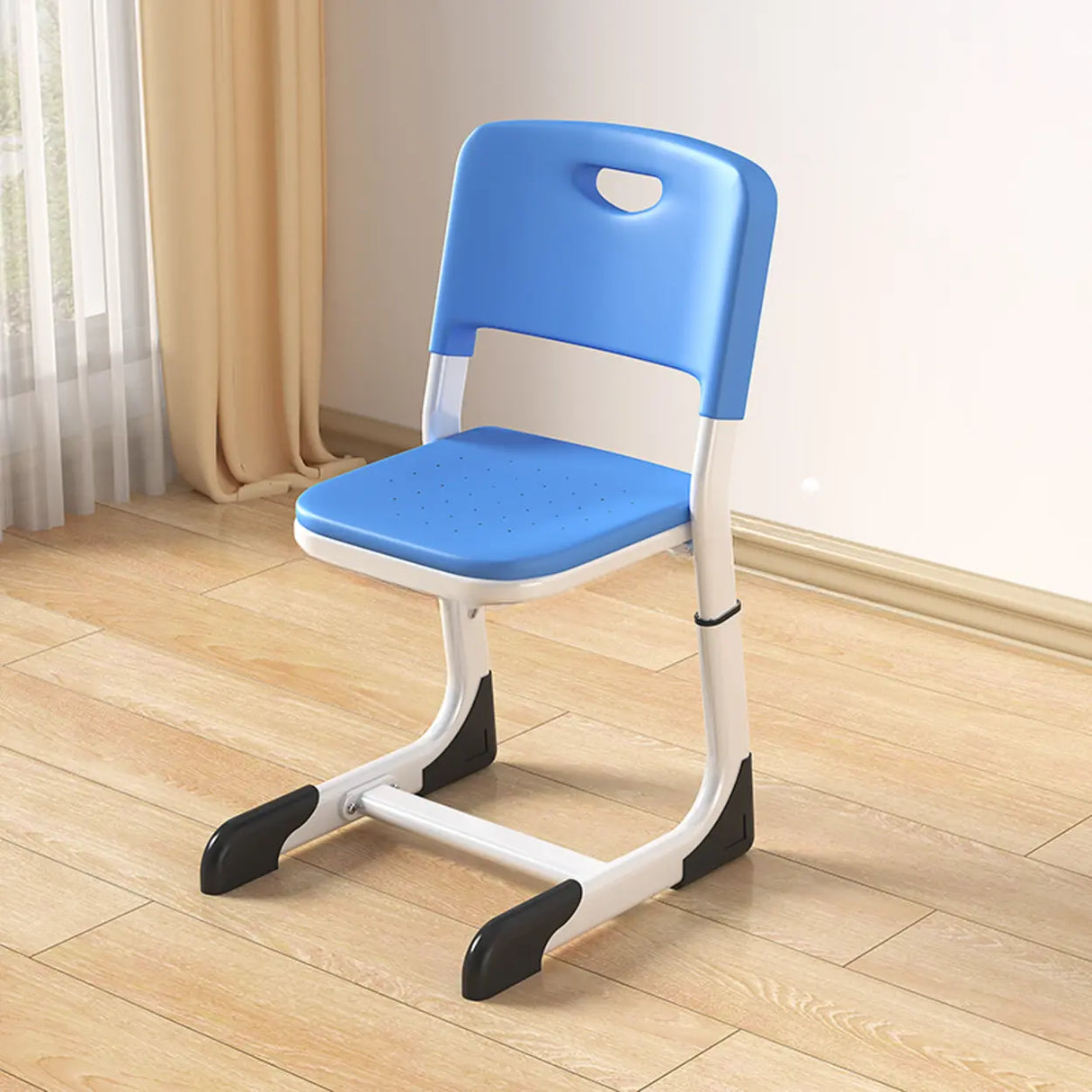 Gray-White Kids Study Desk Chair Set with Storage Image - 14