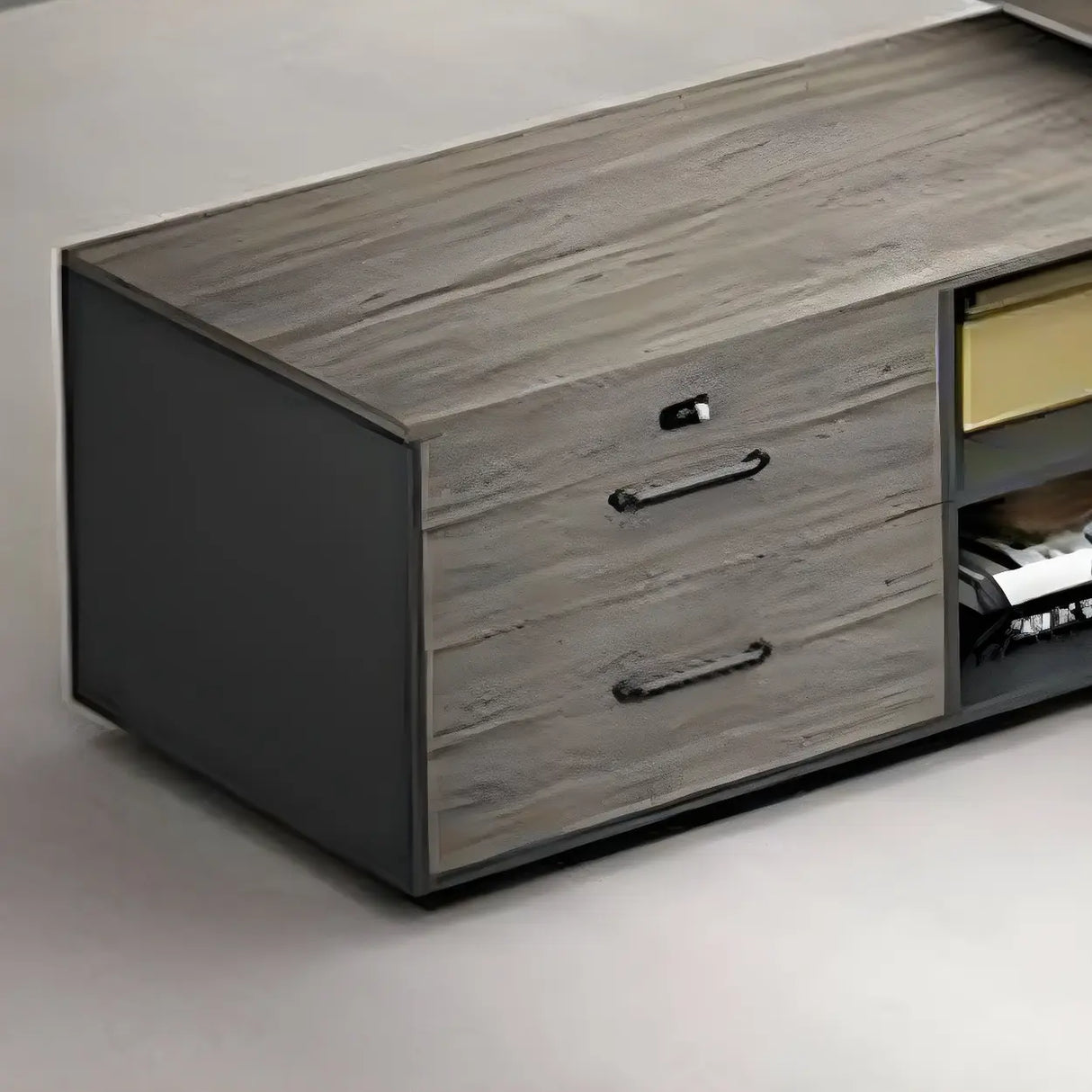 Gray Wood Long Length Executive Desk with Storage Image - 10