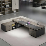 Gray Wood Long Length Executive Desk with Storage Image - 4