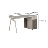 Gray Wooden Computer Desk with Drawers and Cabinets Image - 12