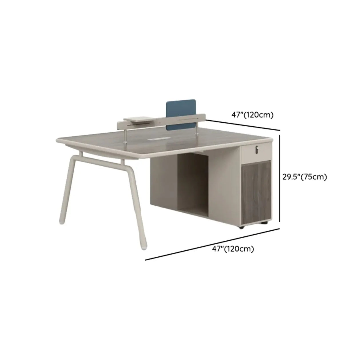 Gray Wooden Computer Desk with Drawers and Cabinets Image - 13