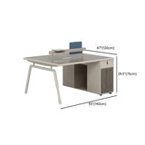 Gray Wooden Computer Desk with Drawers and Cabinets Image - 14