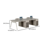 Gray Wooden Computer Desk with Drawers and Cabinets Image - 15