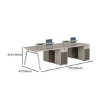Gray Wooden Computer Desk with Drawers and Cabinets Image - 16