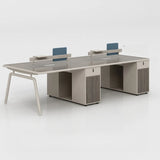 Gray Wooden Computer Desk with Drawers and Cabinets Image - 5