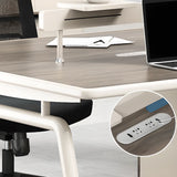 Gray Wooden Computer Desk with Drawers and Cabinets Image - 8