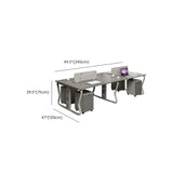Gray Wooden Computer Desk with Drawers and Storage Image - 12
