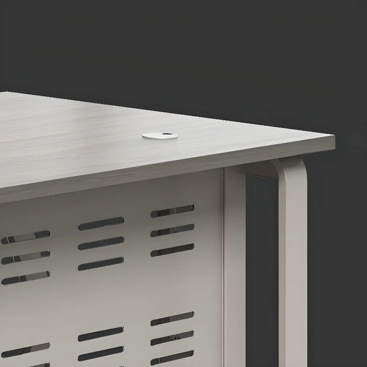 Gray Wooden Computer Desk with Drawers and Storage Image - 7