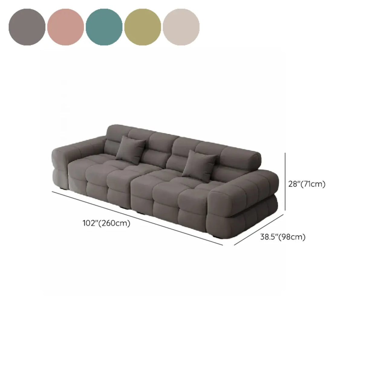 Green Abrasive Cloth Biscuit Back Extra Long Sofa 