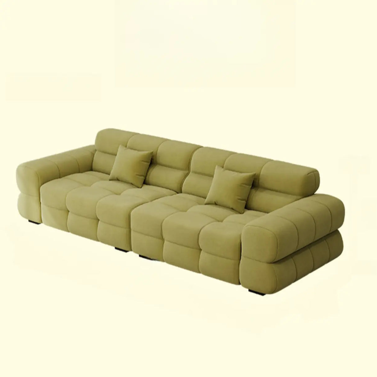 Green Abrasive Cloth Biscuit Back Extra Long Sofa Image - 6