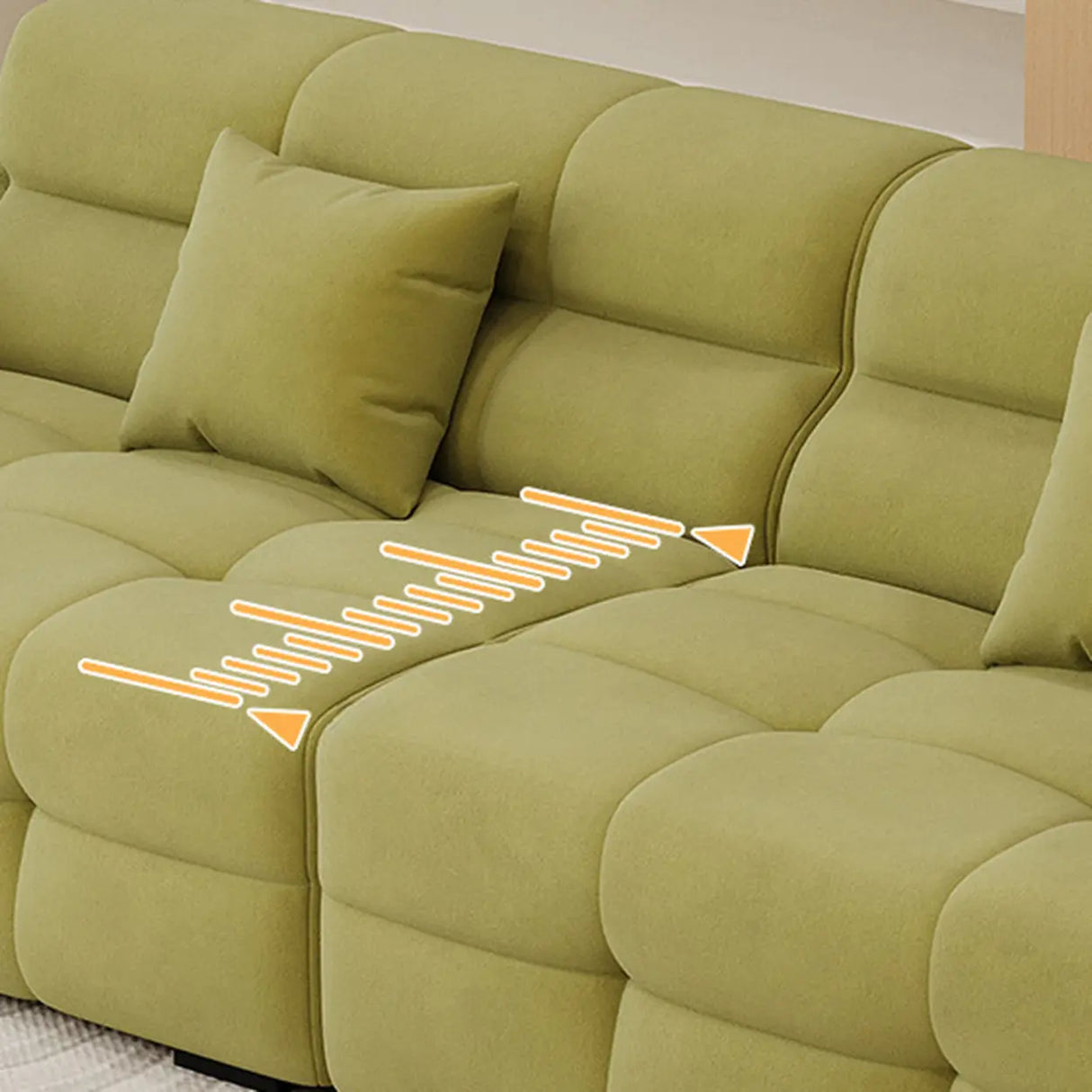 Green Abrasive Cloth Biscuit Back Extra Long Sofa Image - 8