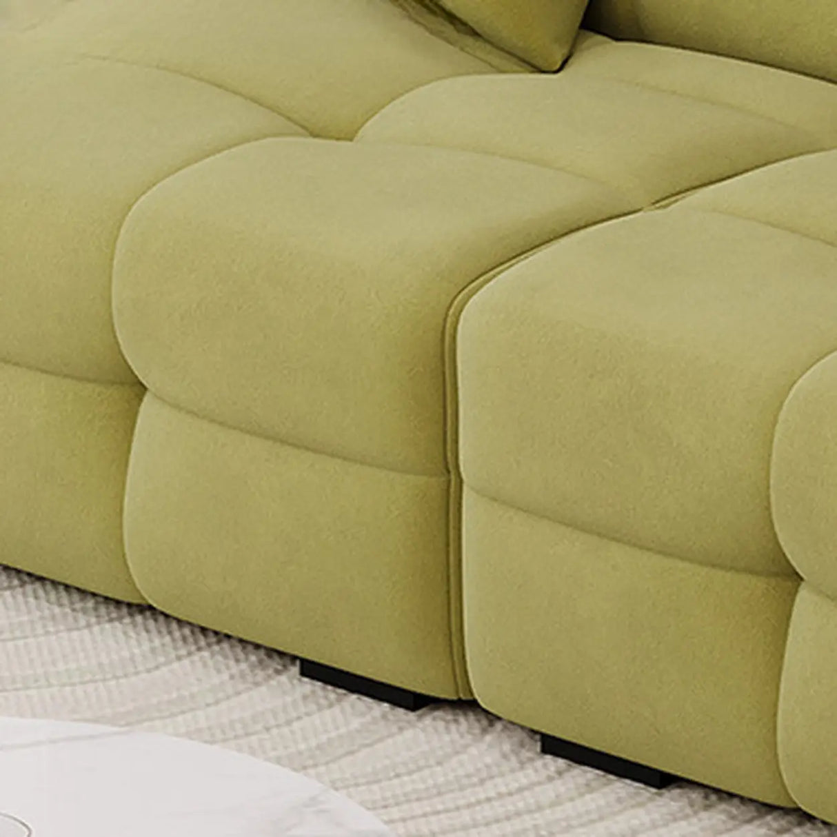 Green Abrasive Cloth Biscuit Back Extra Long Sofa Image - 9