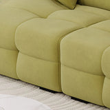 Green Abrasive Cloth Biscuit Back Extra Long Sofa Image - 9