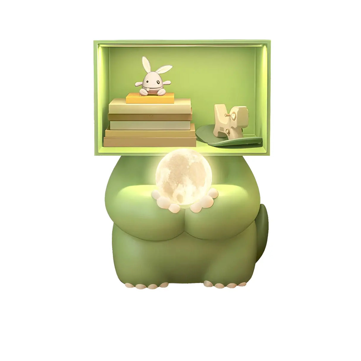 Green Animals Theme Resin Open Storage Kids Nightstand Image - 10