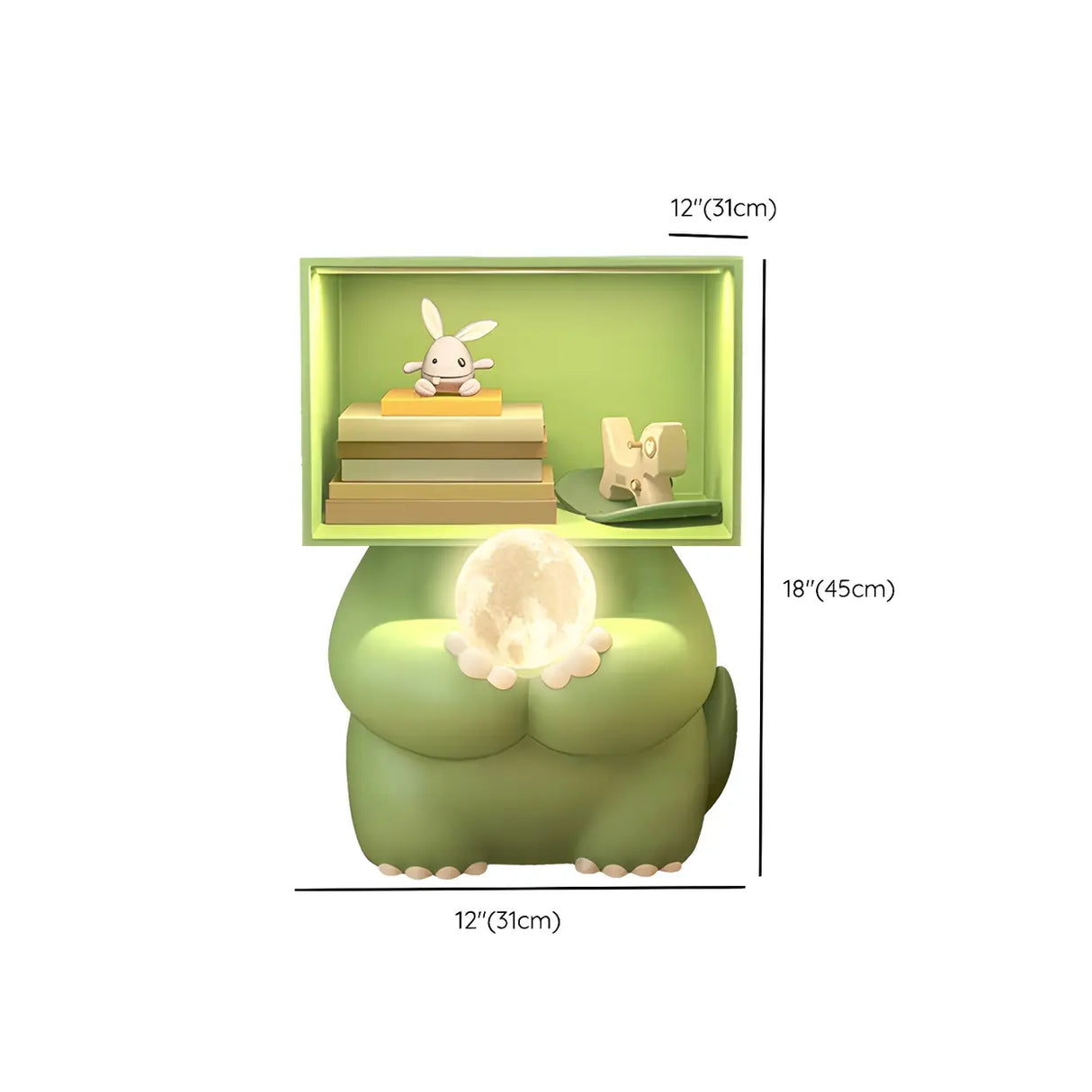 Green Animals Theme Resin Open Storage Kids Nightstand 