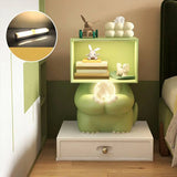 Green Animals Theme Resin Open Storage Kids Nightstand Image - 5