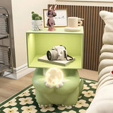 Green Animals Theme Resin Open Storage Kids Nightstand Image - 6