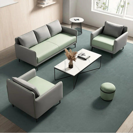Green Antimicrobial Waterproof Leather Reception Sofa Image - 1