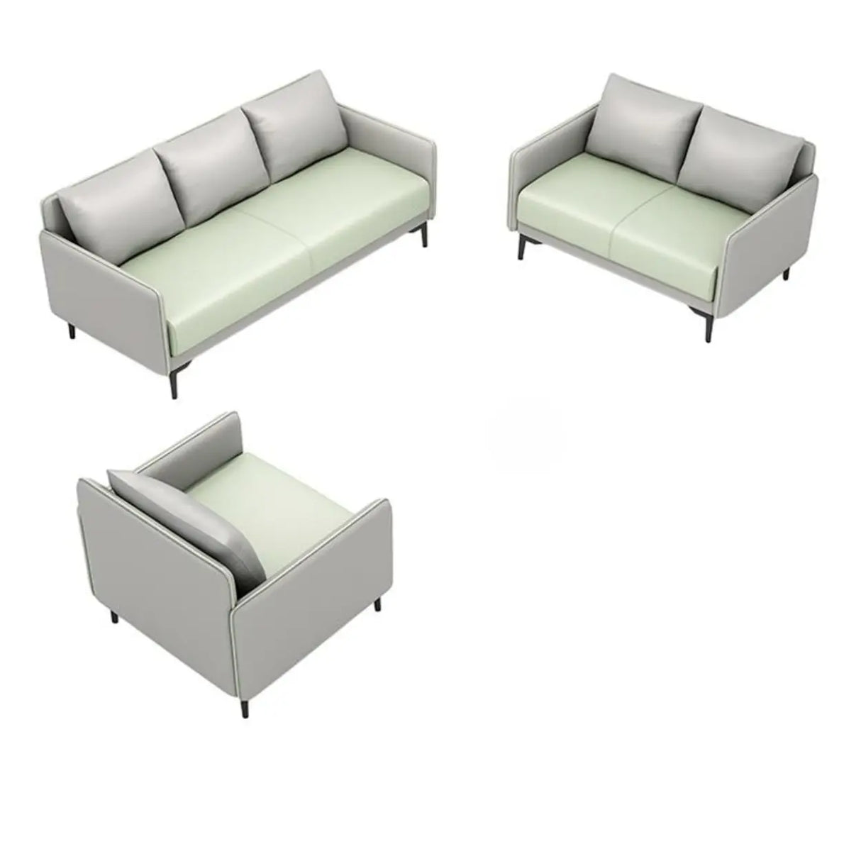 Green Antimicrobial Waterproof Leather Reception Sofa Image - 11