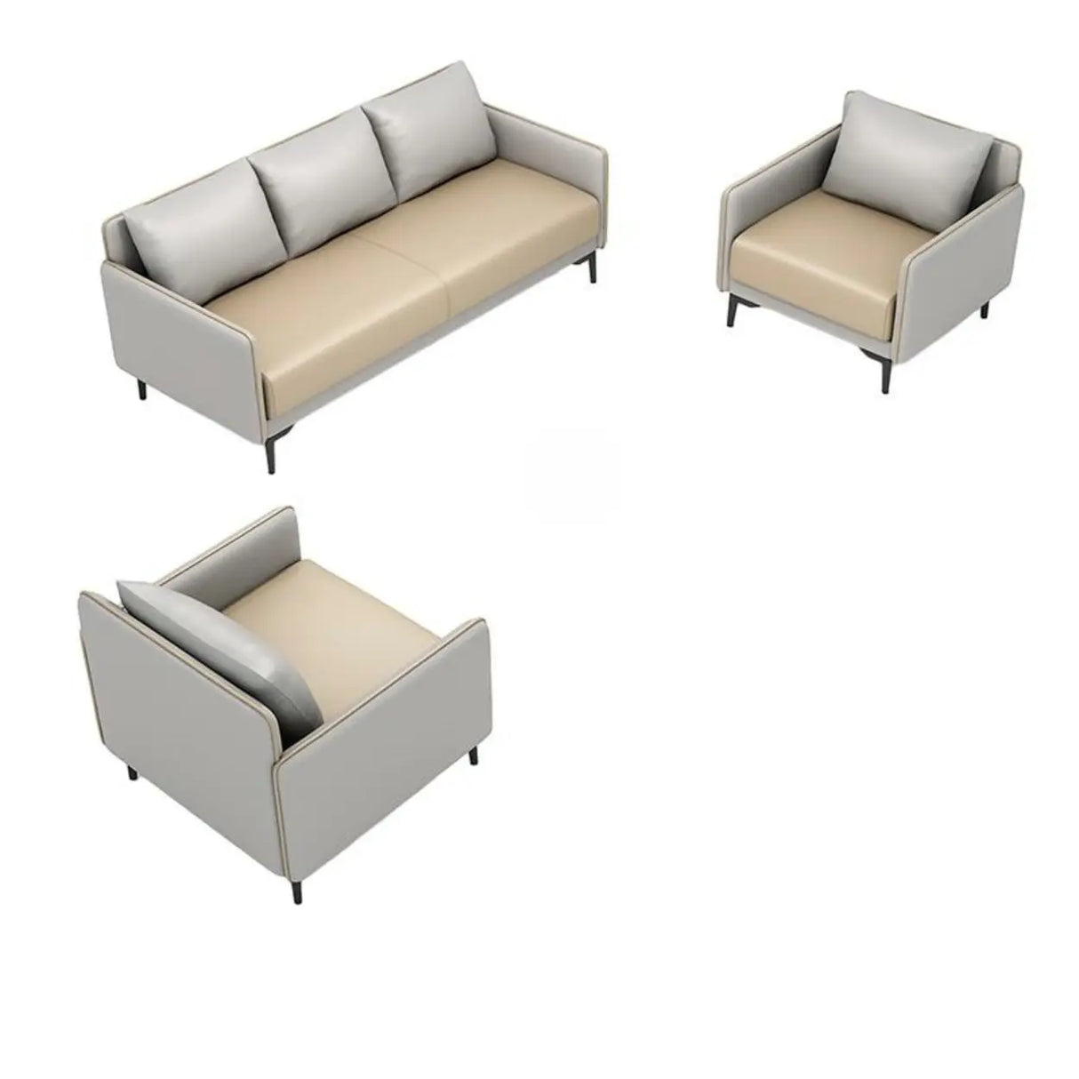 Green Antimicrobial Waterproof Leather Reception Sofa Image - 21