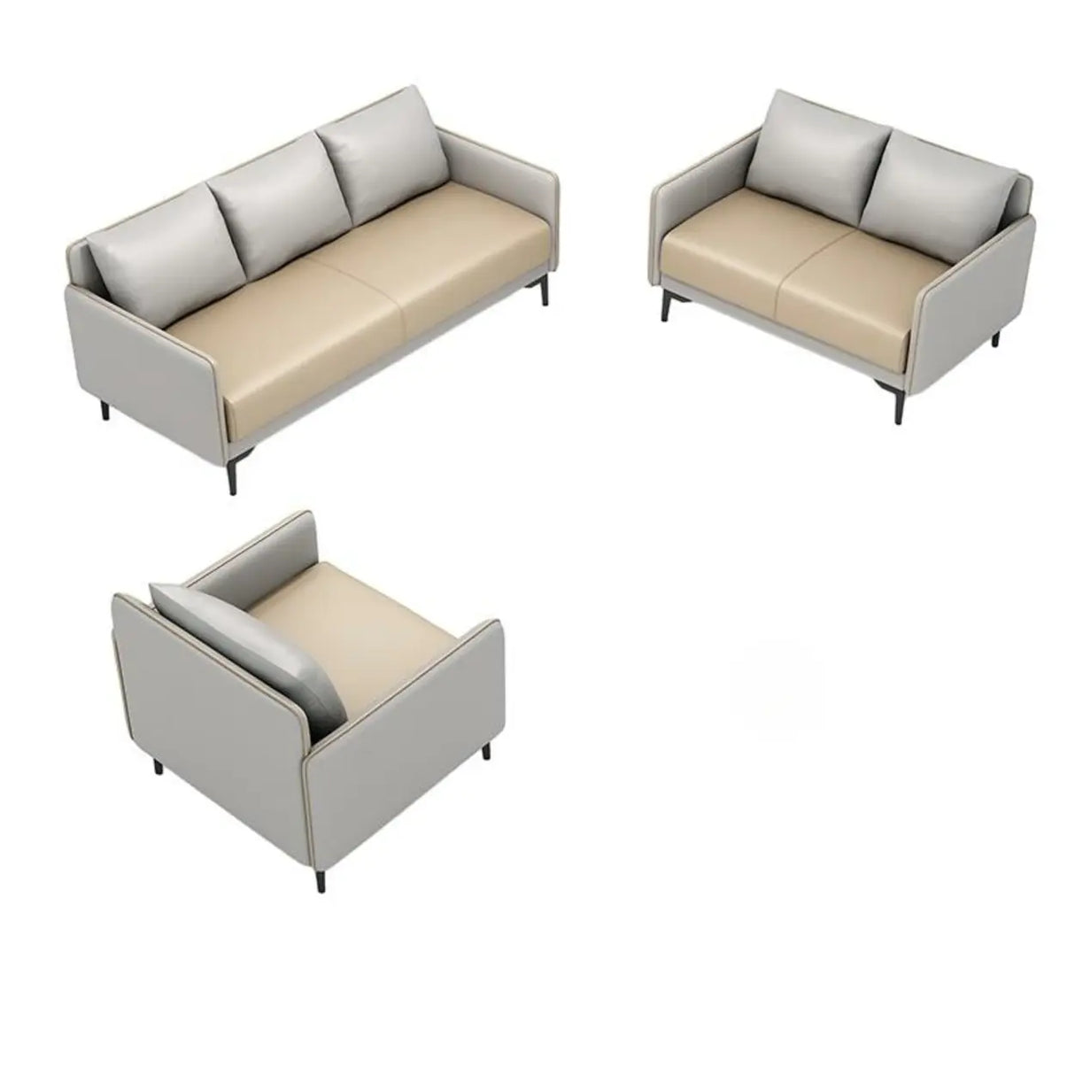 Green Antimicrobial Waterproof Leather Reception Sofa Image - 22