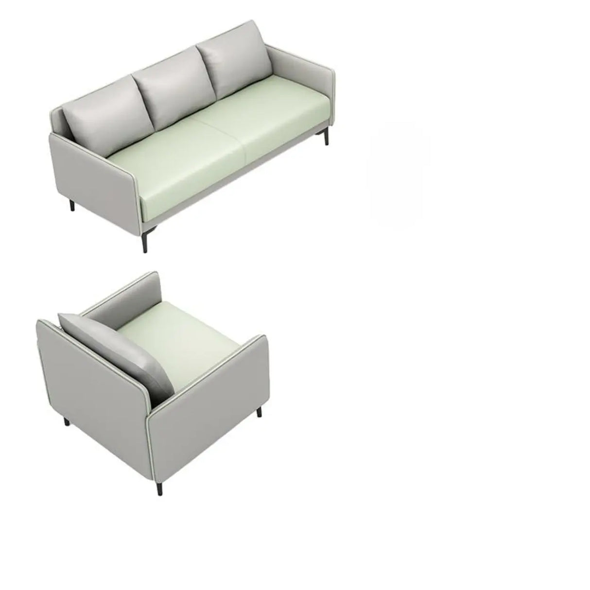 Green Antimicrobial Waterproof Leather Reception Sofa Image - 8